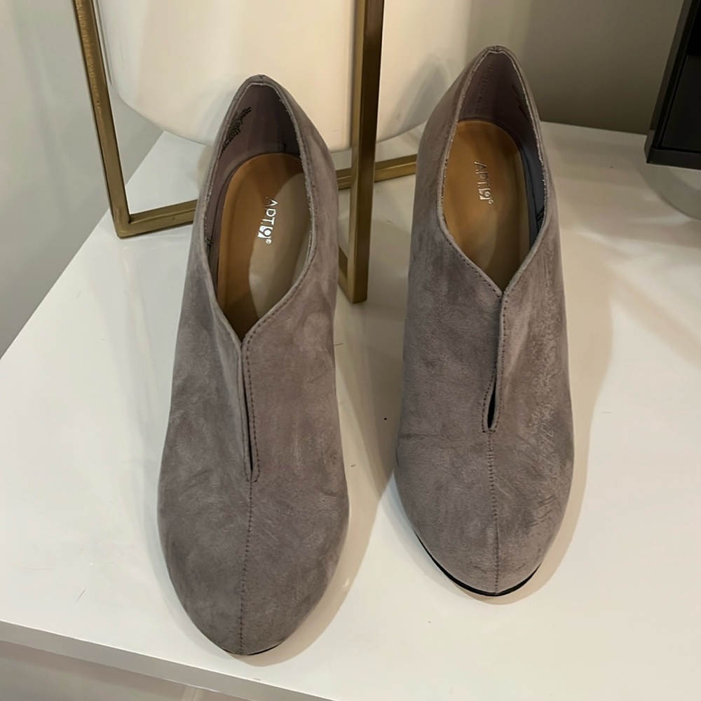 Gray Apt 9 Booties. Some normal wear and tear- see photos